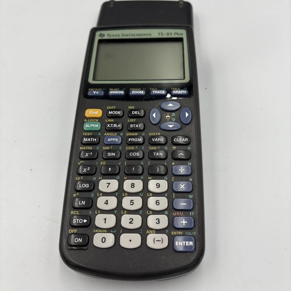 TI-83 Plus Graphing Calculator With Cover Texas Instruments Black TESTED WORKING